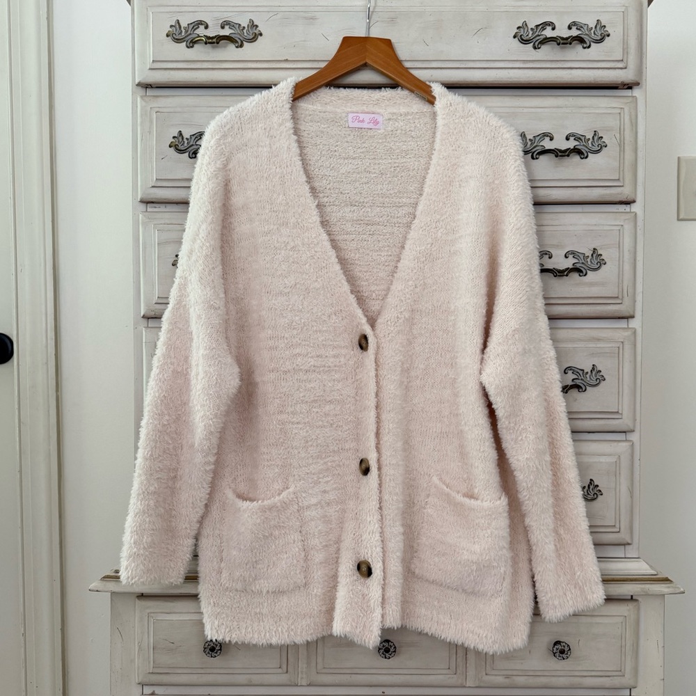 Vici Cream Fuzzy Soft Pocketed Cardigan